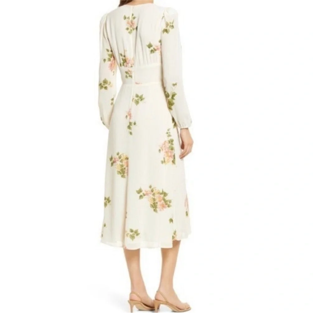 REFORMATION LORNE FLORAL LONG SLEEVE MIDI DRESS, SIZE:10 - Picture 6 of 7